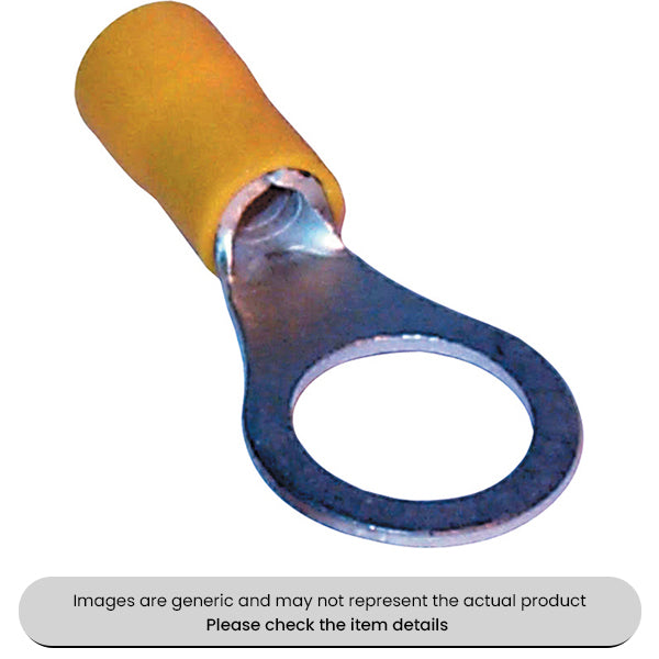 Yellow Ring Terminals & Connectors 10.5MM Pack Qty 50