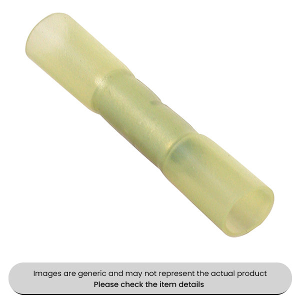 Yellow Heat Shrink Terminals Adhesive Lined Butt Connectors Pack Qty 10