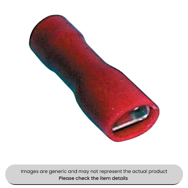 Female Red Spade Terminals & Connectors 4.8mm Fully Insulated Pack Qty 100