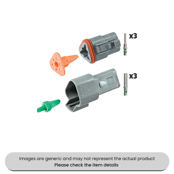 3 Way Indent Crimping Waterproof DT Connectors Kits Pack Qty 10