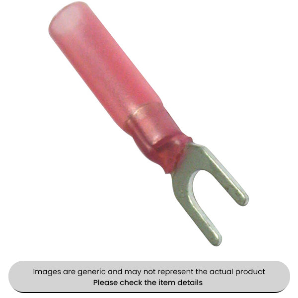 Red Heat Shrink Terminals Adhesive Lined 4MM Fork Terminals Pack Qty 25