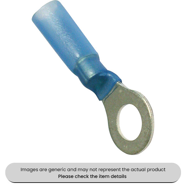 Blue Heat Shrink Terminals Adhesive Lined 6MM Ring Terminals Pack Qty 25