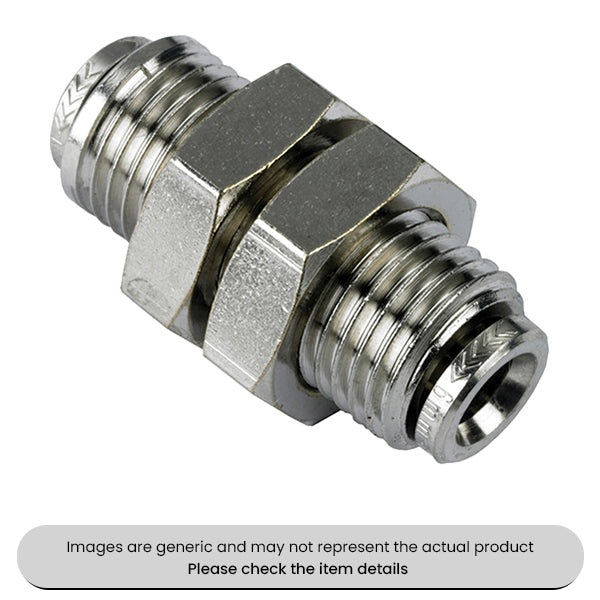 Nickel Plated Brass Bulkhead Connectors 6MM Pack Qty 5