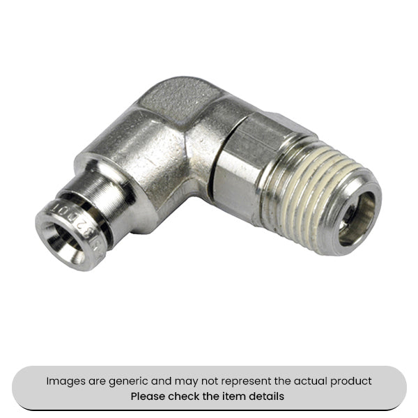 Nickel Plated Brass Swivel Elbow Studs 1/4" BSP, 6MM Pack Qty 5