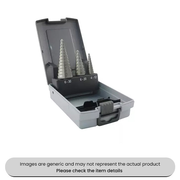 Step Drill Bit Set With 3 Edged Shank Pack Qty 3