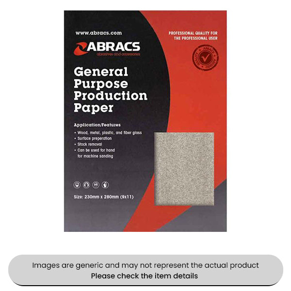 Multi Purpose Production Sand Paper Sheets P80, 230X280MM Pack Qty 25