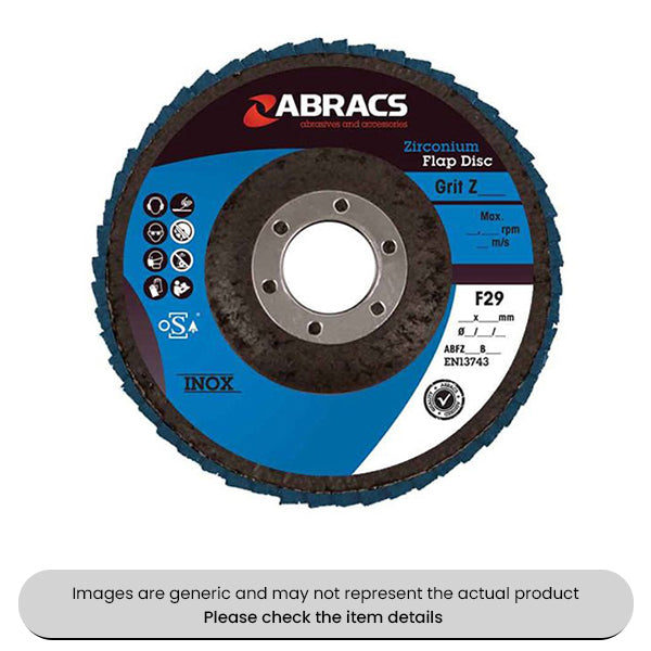 Anti Clogging Flap Zirconium Discs P40, 115MM, 22MM Pack Qty 5