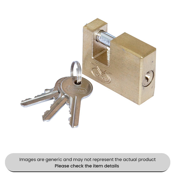 Hardened Shackle Padlock Brass Block 63MM With 2 Keys Pack Qty 1