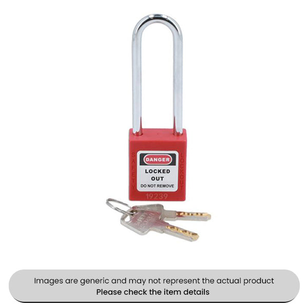 EV Lockout Safety Padlock Long Shackle With 2 Keys Pack Qty 1