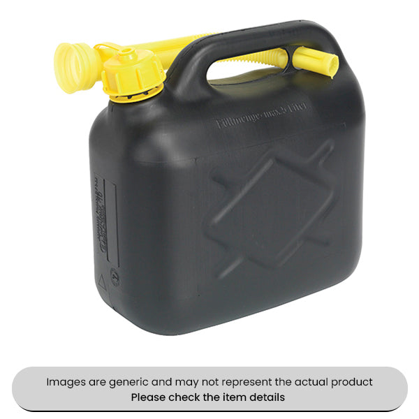 Black Fuel Cans 5L With Safety Lock Cap & Pouring Spout Pack Qty 1