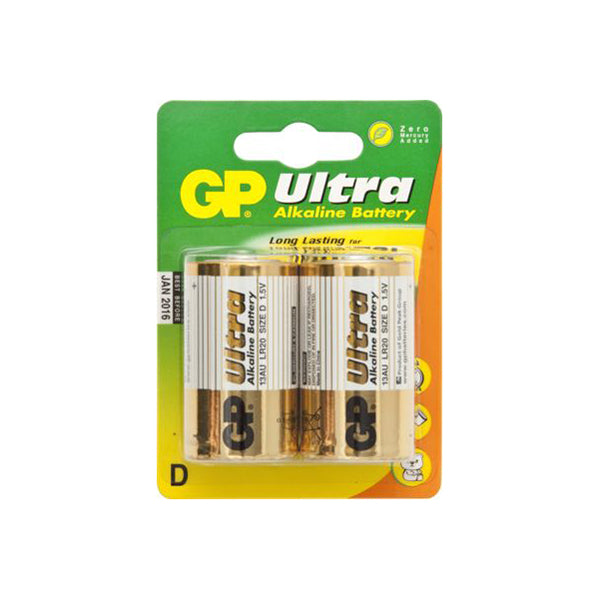 GP Alkaline Battery - Size D (13A), 1.5V (MN1300, LR20) Box of 10 x 2