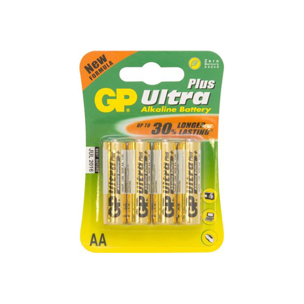 GP Alkaline Battery - Size AA (15A), 1.5V (MN1500, LR6) Box of 10 x 4
