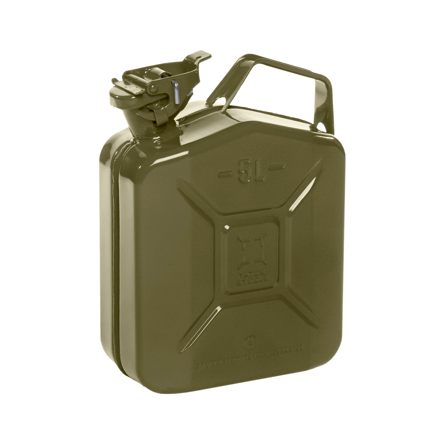 Steel Jerry Can - 5L, Khaki Green, 0.8mm Steel, UN Certified, Safety Pin, Powder Coated Finish Qty 1