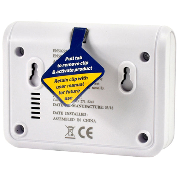 SLEEPSAFE Carbon Monoxide Alarm 10yr Sealed Battery EN50291 LED 85dB Qty 1