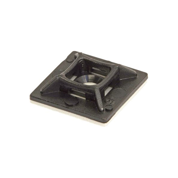 Cable Tie Base Self-Adhesive 28x28mm - For 6.5mm Tie, Black Pack of 50