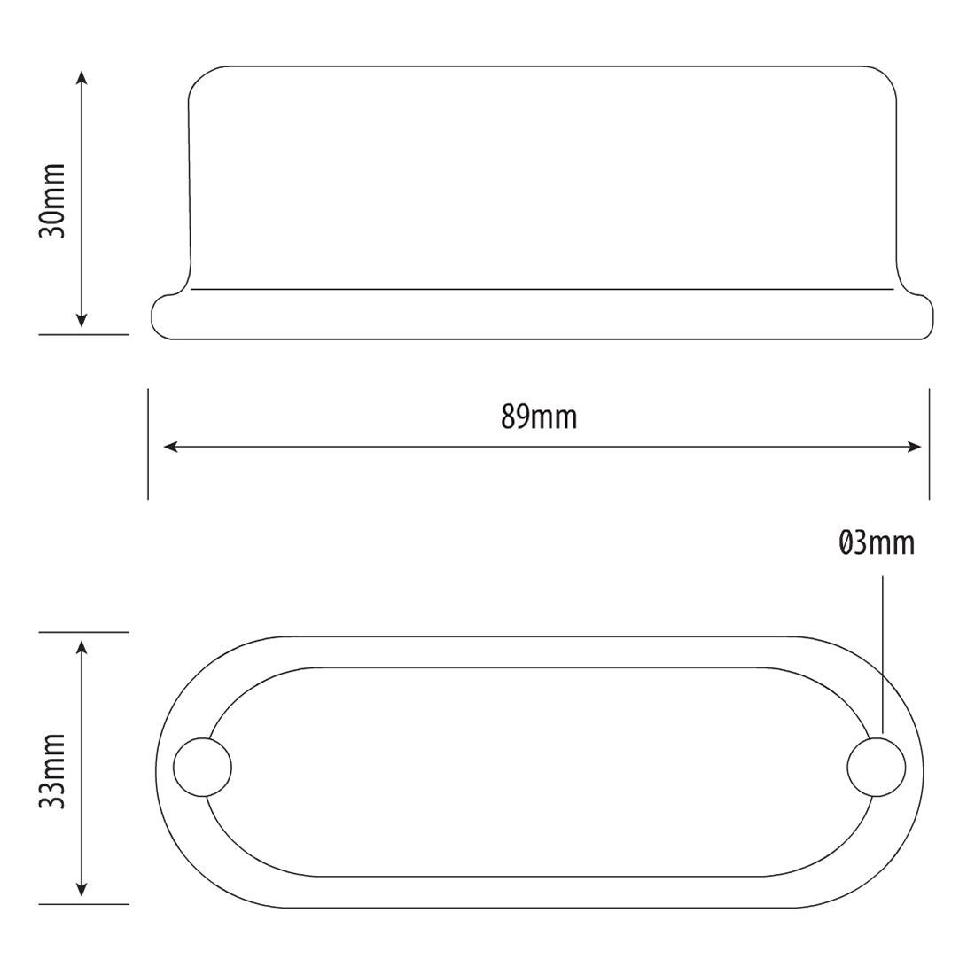 LED Warning Flash - Amber, 33 x 89mm, 12?24V, ABS Housing, Polycarbonate Lens, IP67, ECE Reg 10/65, 10 Flash Patterns Qty 1