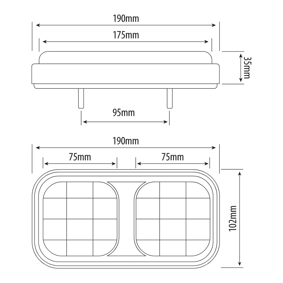LED Tail Lamp - Multifunction, 12?24V, Stop/Tail/Indicator, ABS Housing, Acrylic Lens, IP67, ECE Reg 3/6/7, Includes Reflector Qty 1