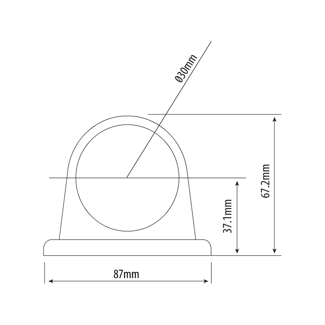 Rubber Marker Lamp 12-24V Red/Clear IP67 EPDM Base PMMA Lens Qty 1