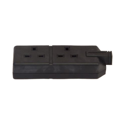 Permaplug Trail Socket Double Black BS1363/A Safety Shutters Qty 1