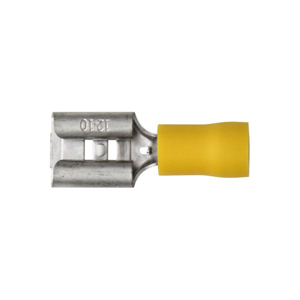 Yellow Push?On Female Terminals 9.5mm for 4.0–6.0mm² Cable Pack of 100