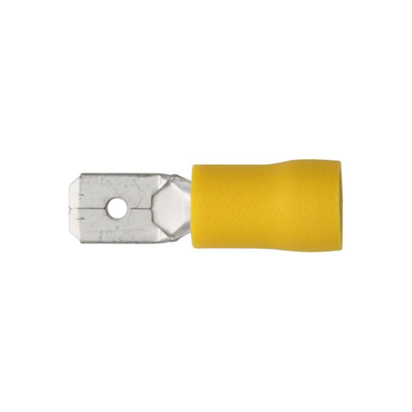 Yellow Push?On Male Terminals 6.3mm for 4.0–6.0mm² Cable Pack of 100