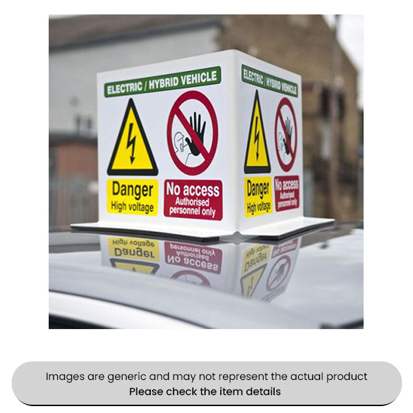 Vehicle Roof Top Warning Sign 310MMx235MMx3 Sides Pack Qty 1