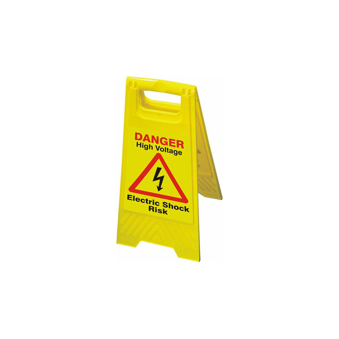 EV High Voltage Floor Sign - 630mm Height, Double?Sided, Hard Plastic, Integral Handle, Hi?Vis Hazard Warning Qty 1