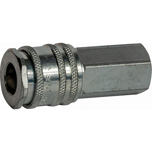 JAMEC PEM Euro High Flow Coupling - 1/4" Female, Steel, Anti?Release Flange, 200psi, 62cfm @100psi Qty 1