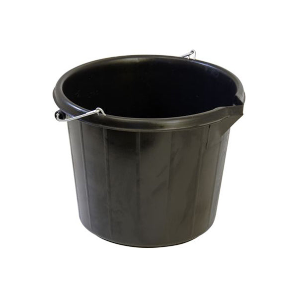 Heavy Duty Polythene Pail - Black, 14L (3 Gallon), Graduated, With Pour Lip & Handle Pack of 5