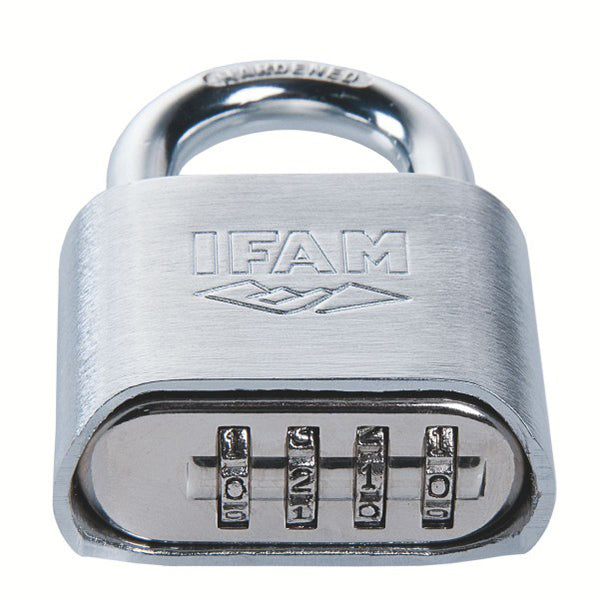 IFAM Chrome Combination Lock 50mm Brass Body Hardened Steel Resettable Combo Qty 1