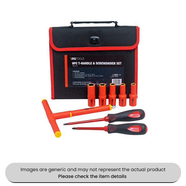 RG Tools VDE T-Handle Sockets & Screwdrivers 3/8" Drive 9PCE Pack Qty 1
