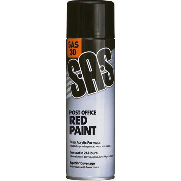 SAS Gloss Red Paint - Post Office Red, 500ml Aerosol Pack of 6