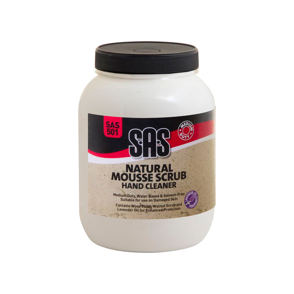 SAS Mousse Scrub Hand Cleaner 3L Tub Medium Duty Walnut Scrub Lavender Oil Qty 1