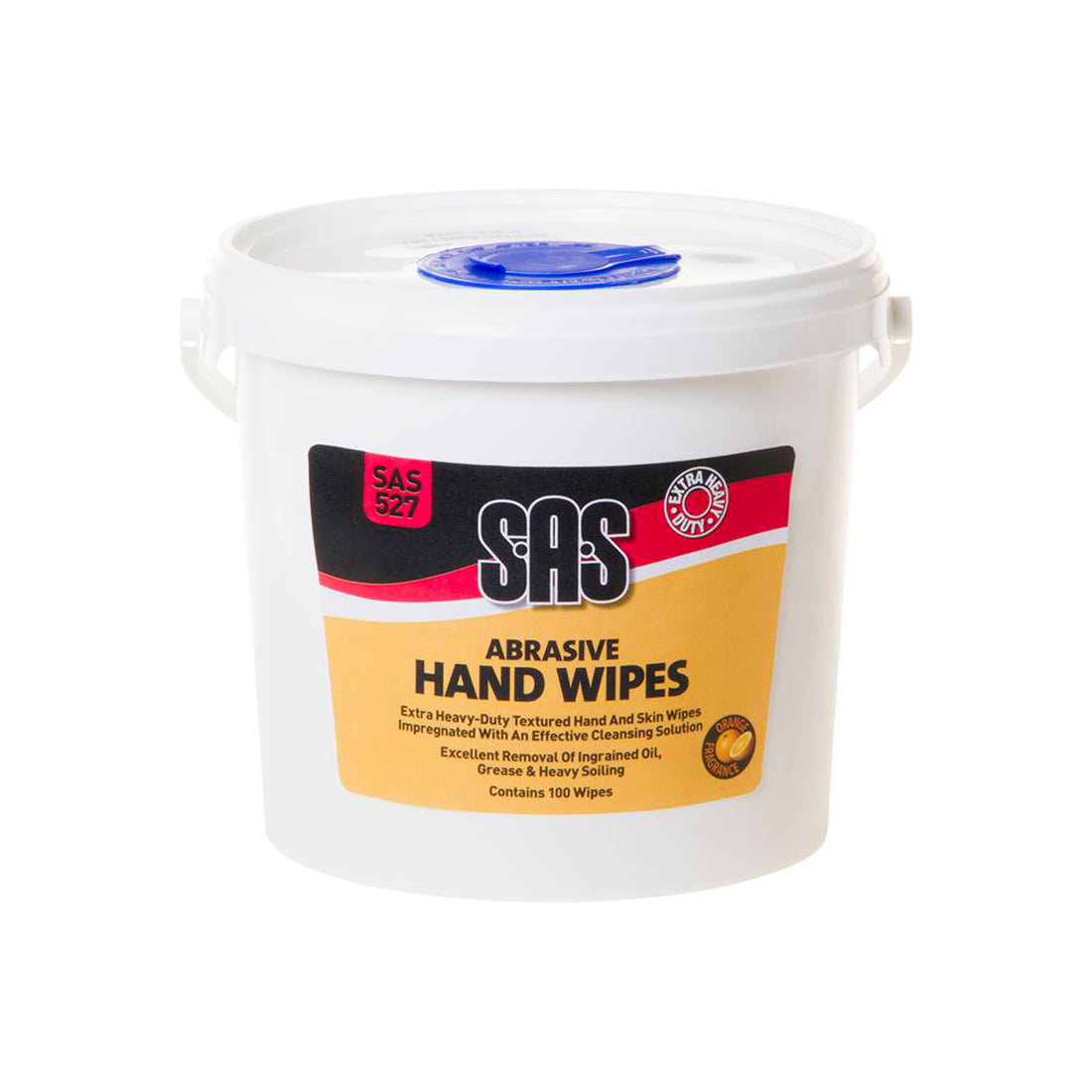 SAS Abrasive Hand Wipes Tub of 100 Heavy Duty Textured Wipes Orange Fragrance Qty 1