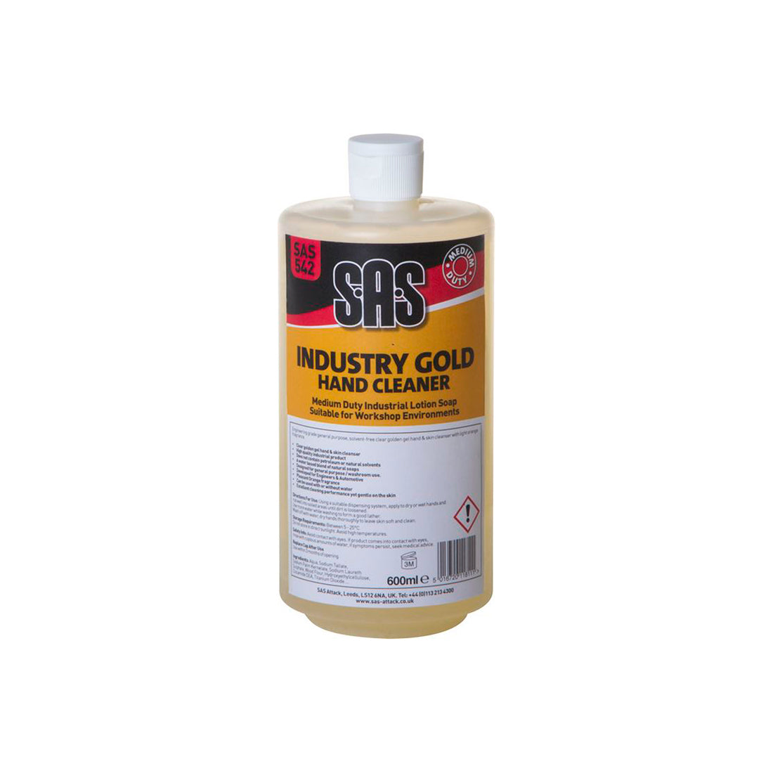 SAS Industry Gold Hand Cleaner 1L Bottle Solvent?Free Golden Gel Light Orange Fragrance Qty 6