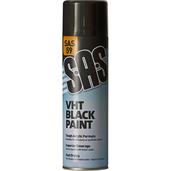 SAS VHT High Temperature Paint - Black, 500ml Aerosol Pack of 6