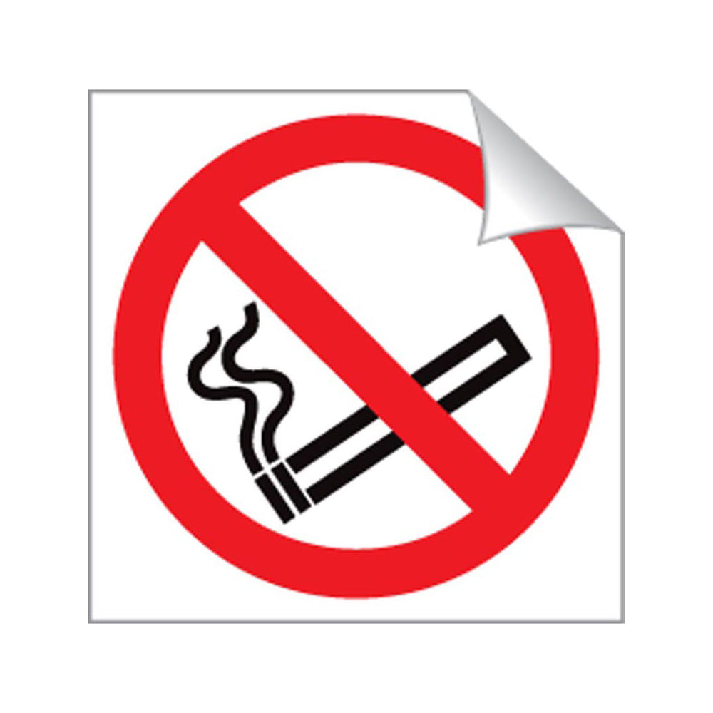 No Smoking Safety Sticker 80x80mm Self-Adhesive Vinyl Qty 10