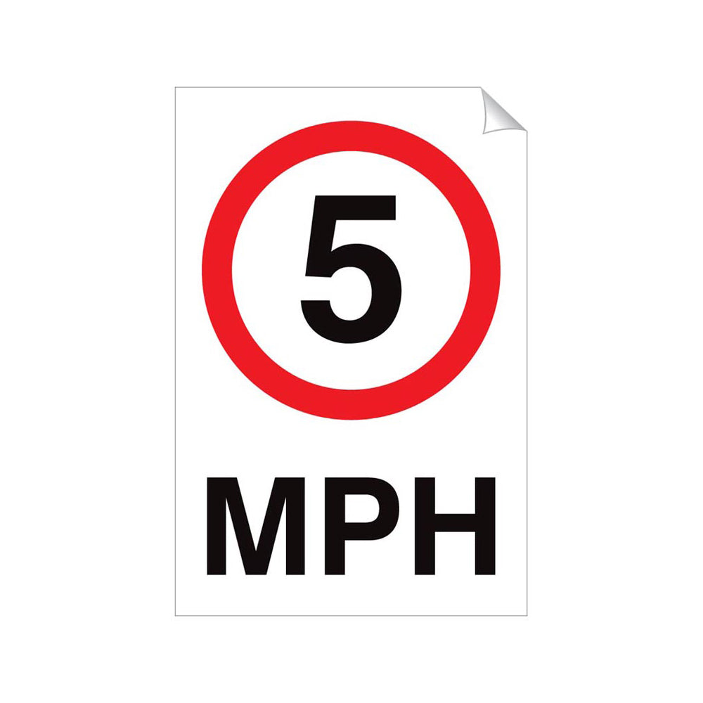 5 MPH Traffic Sticker 240x360mm Self-Adhesive Vinyl Qty 1