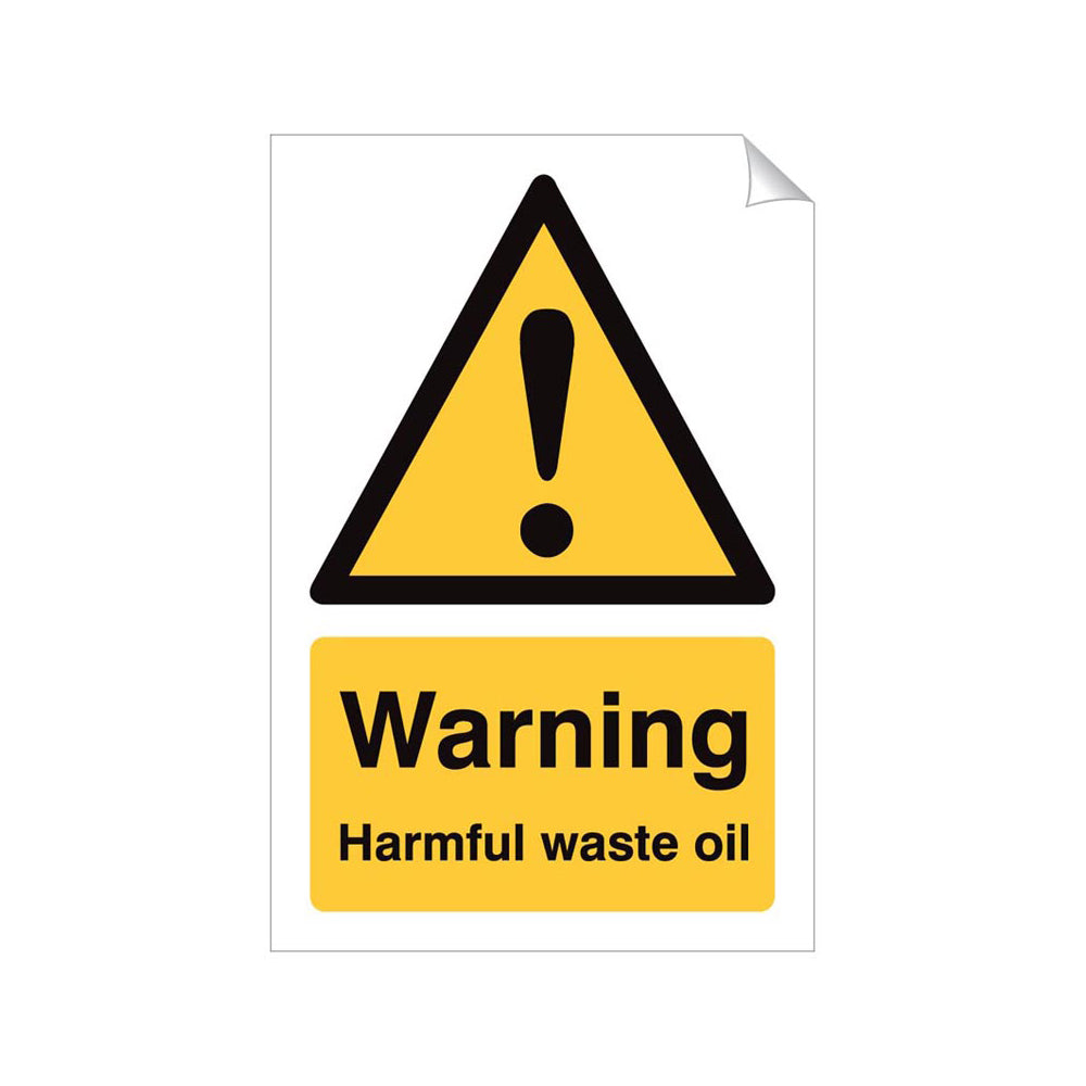 Warning Harmful Waste Oil Safety Sticker 240x360mm Self-Adhesive Vinyl Qty 1