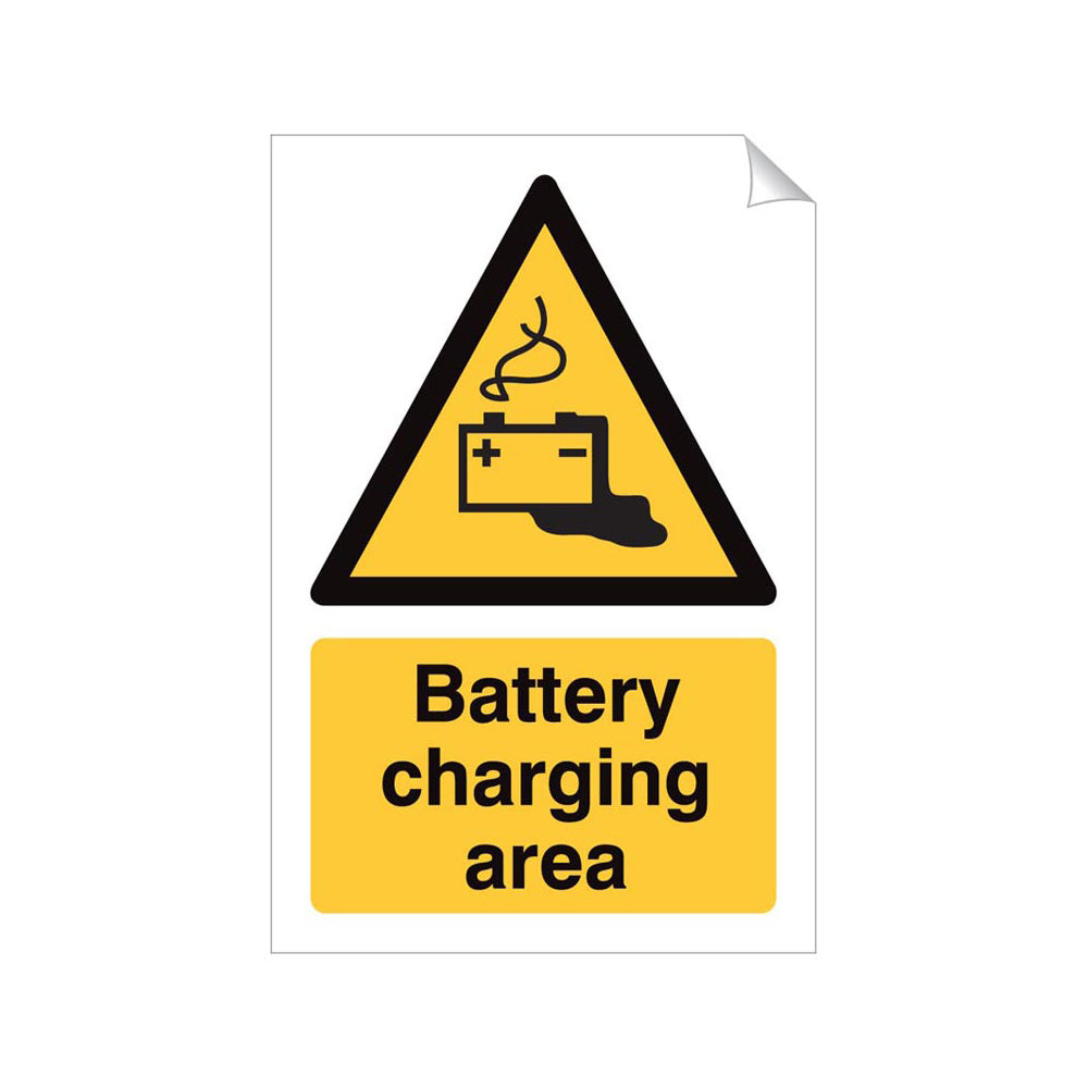 Battery Charging Area Warning Sticker 240x360mm Self-Adhesive Vinyl Qty 1