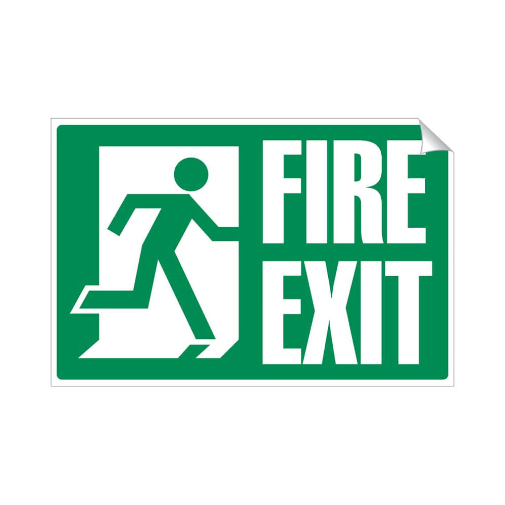 Fire Exit Safety Sticker 360x240mm Self-Adhesive Vinyl Qty 1