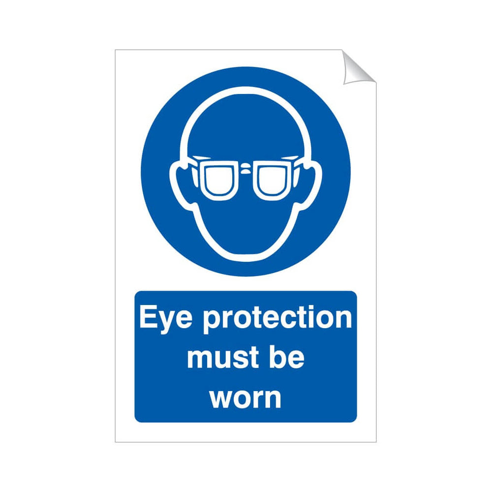 Eye Protection Must Be Worn Safety Sticker 240x360mm Self-Adhesive Vinyl Qty 1