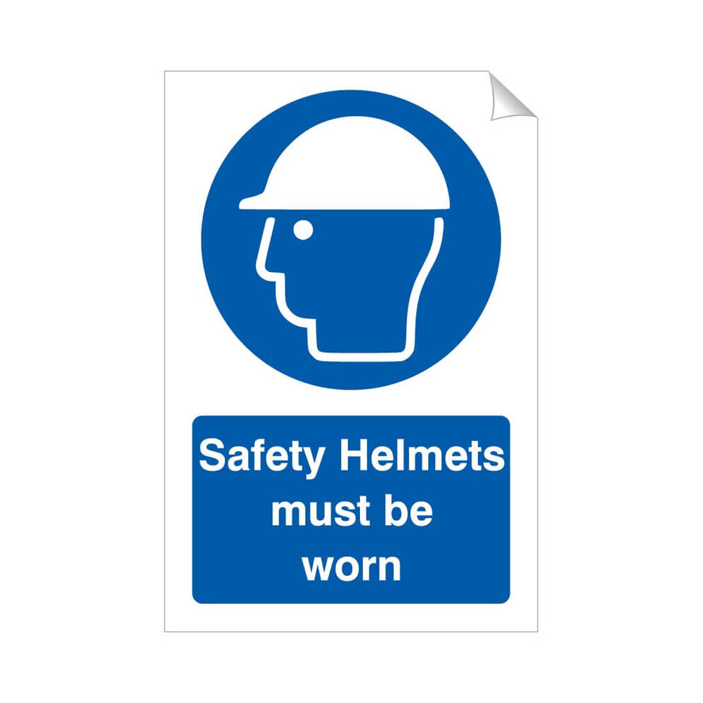 Safety Helmets Must Be Worn Safety Sticker 240x360mm Self-Adhesive Vinyl Qty 1
