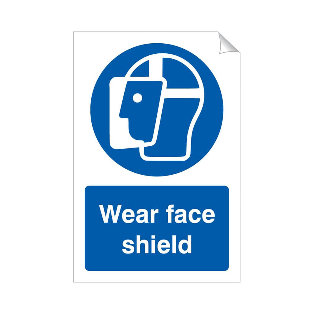 Wear Face Shield Safety Sticker 240x360mm Self-Adhesive Vinyl Qty 1