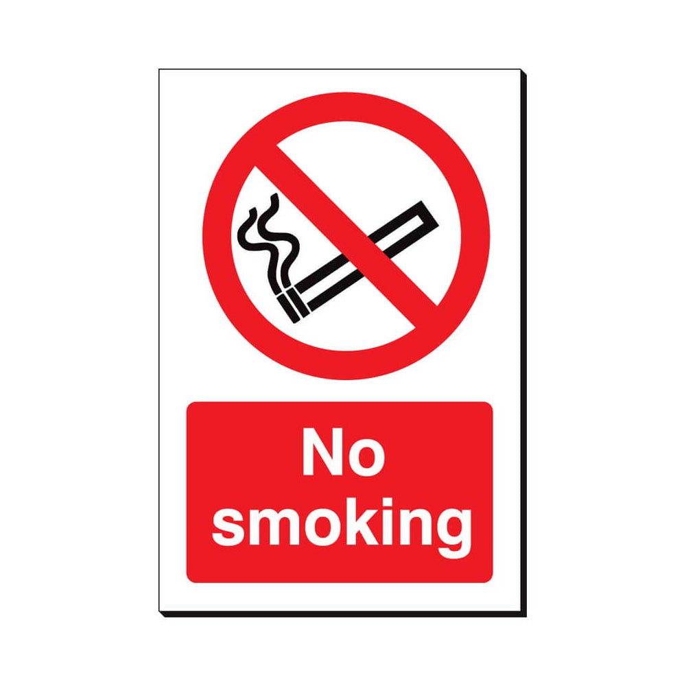 No Smoking Safety Sign 240x360mm Waterproof 3 mm Foamex Board Qty 1