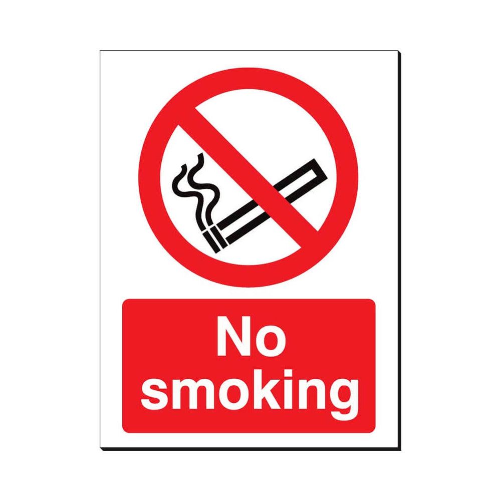 No Smoking Safety Sign 480x350mm Waterproof 3 mm Foamex Board Qty 1