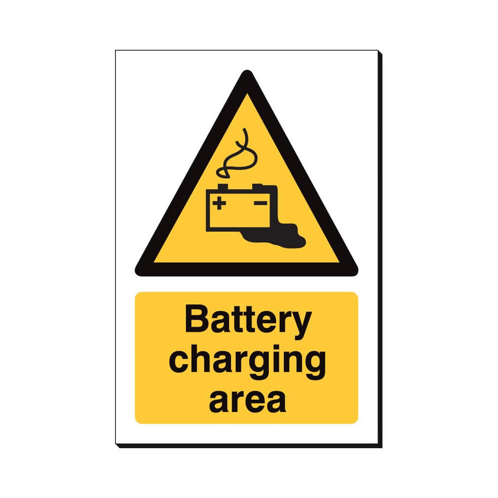 Battery Charging Area Warning Sign 240x360mm Waterproof 3 mm Foamex Board Qty 1