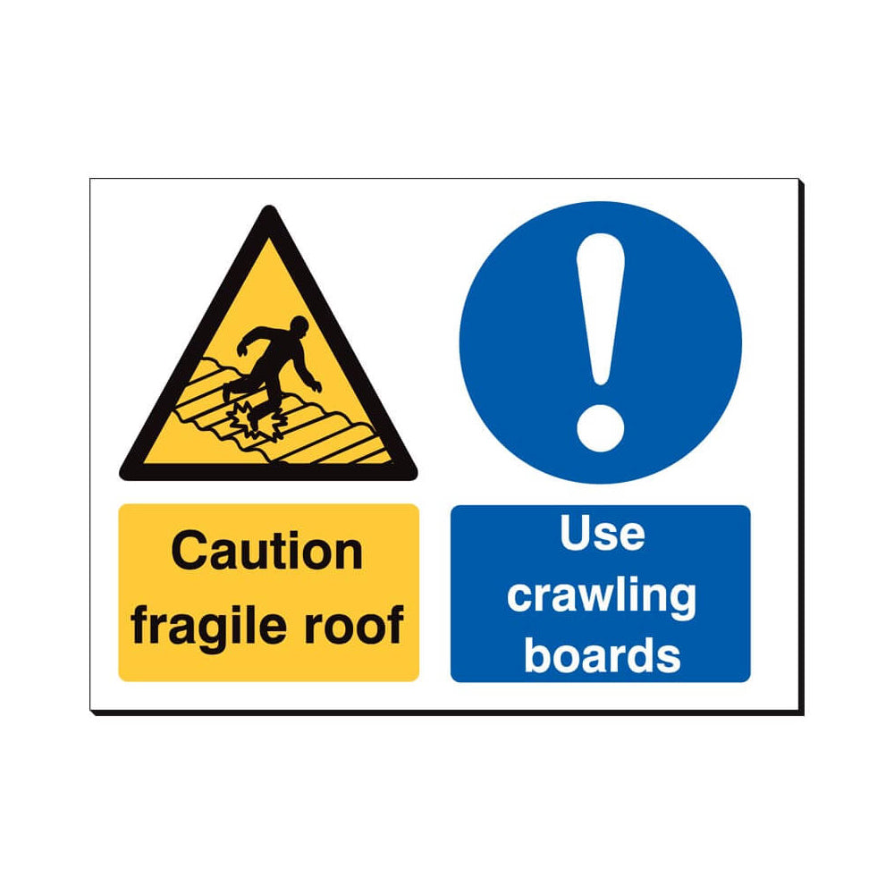 Caution Fragile Roof Use Crawling Boards Sign 480x350mm Qty 1