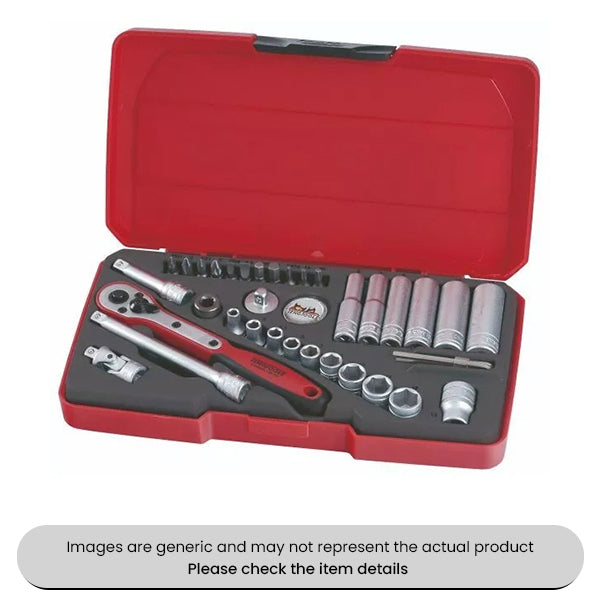 Socket Set 1/4" Drive 36 Piece With Snap Lock & Hinges Pack Qty 1