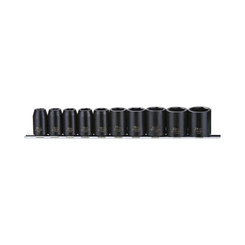 Teng Tools Impact Socket Set 1/2" Drive 10 Piece Regular 6 Point Supplied on Rail Qty 1 Set